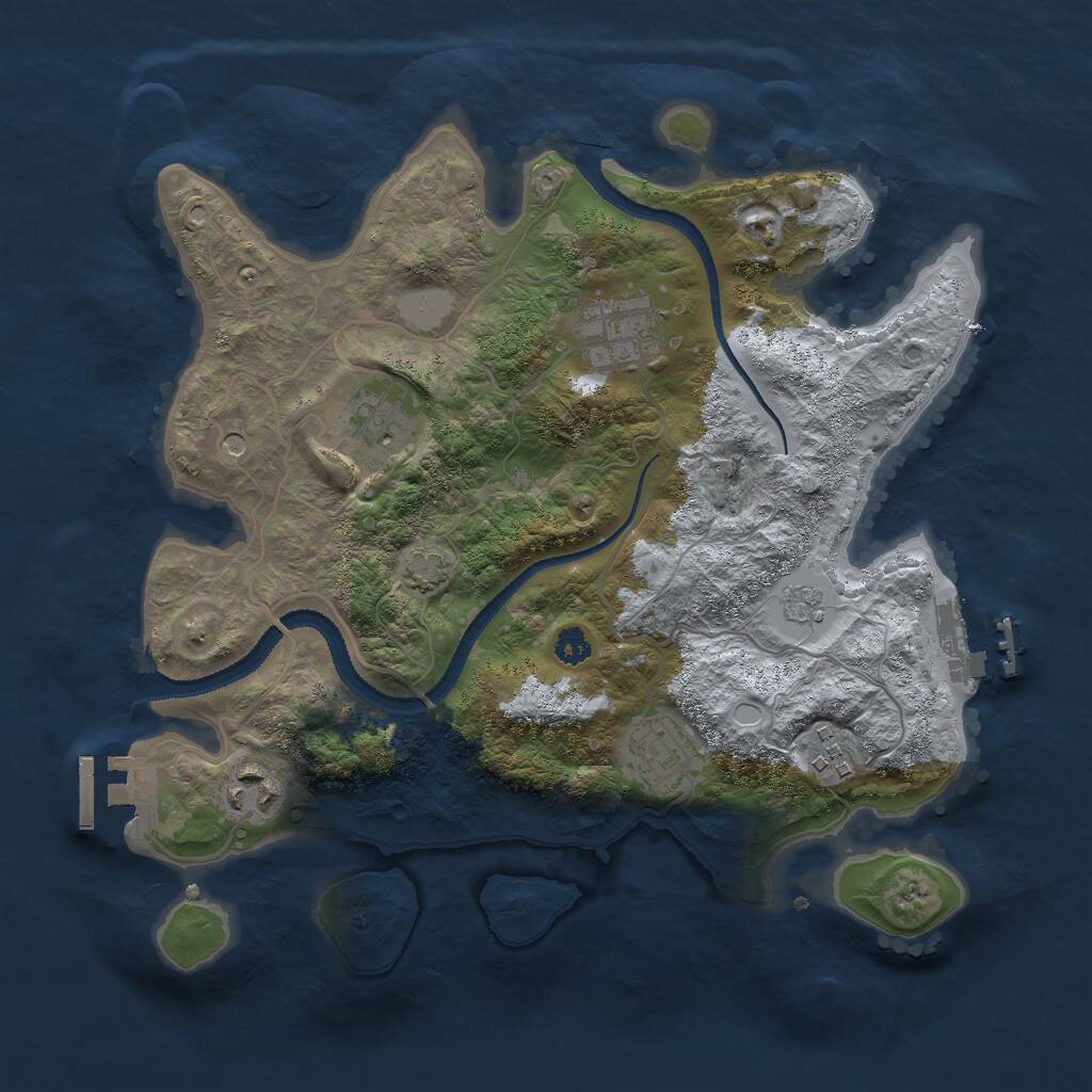Rust Map: Procedural Map, Size: 3000, Seed: 334069, 11 Monuments