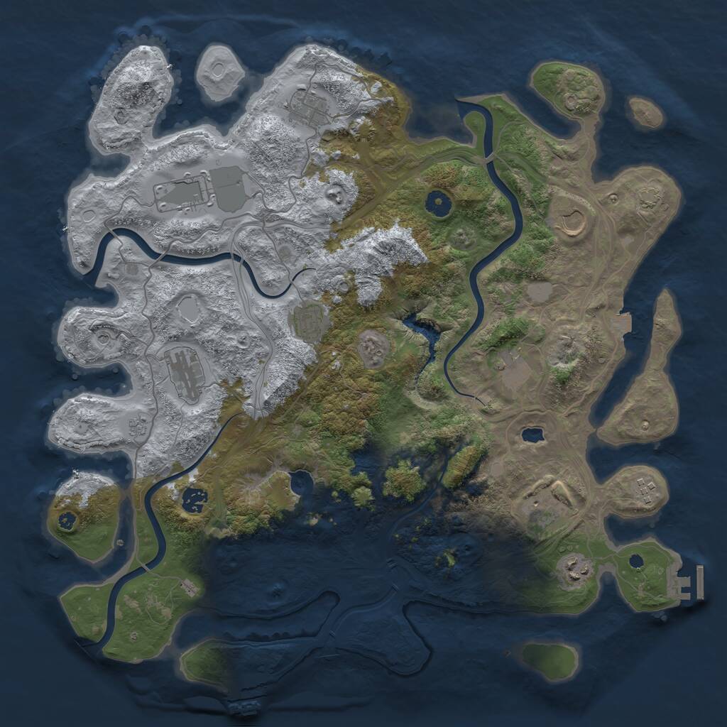Rust Map: Procedural Map, Size: 4250, Seed: 293225240, 16 Monuments