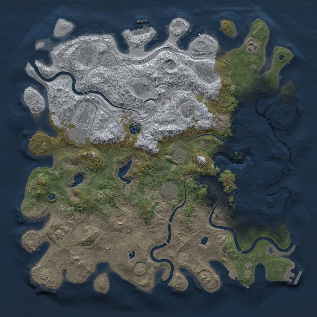 Rust Map: Procedural Map, Size: 4500, Seed: 954654976, 16 Monuments