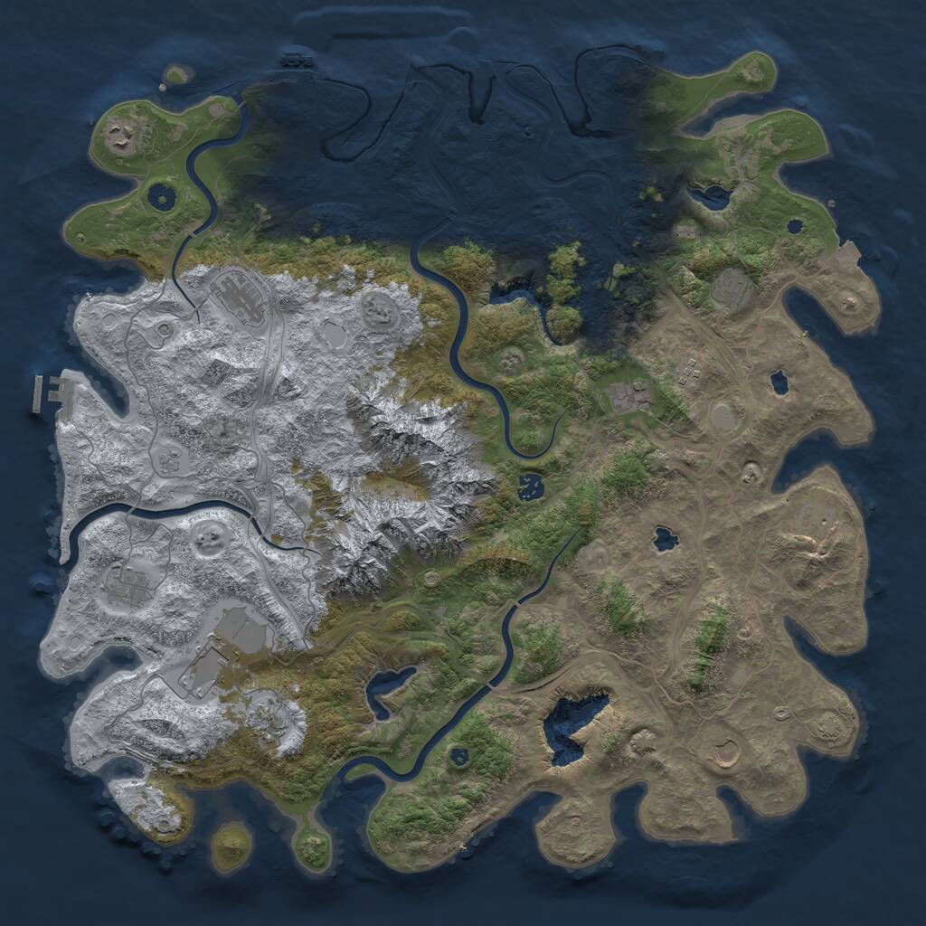 Rust Map: Procedural Map, Size: 5000, Seed: 905365, 17 Monuments