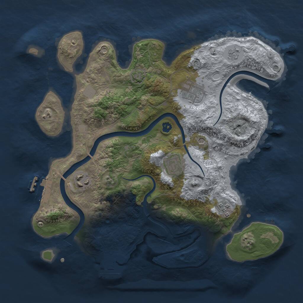 Rust Map: Procedural Map, Size: 3000, Seed: 85525, 10 Monuments