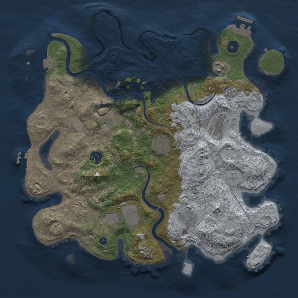 Rust Map: Procedural Map, Size: 3750, Seed: 958590, 15 Monuments