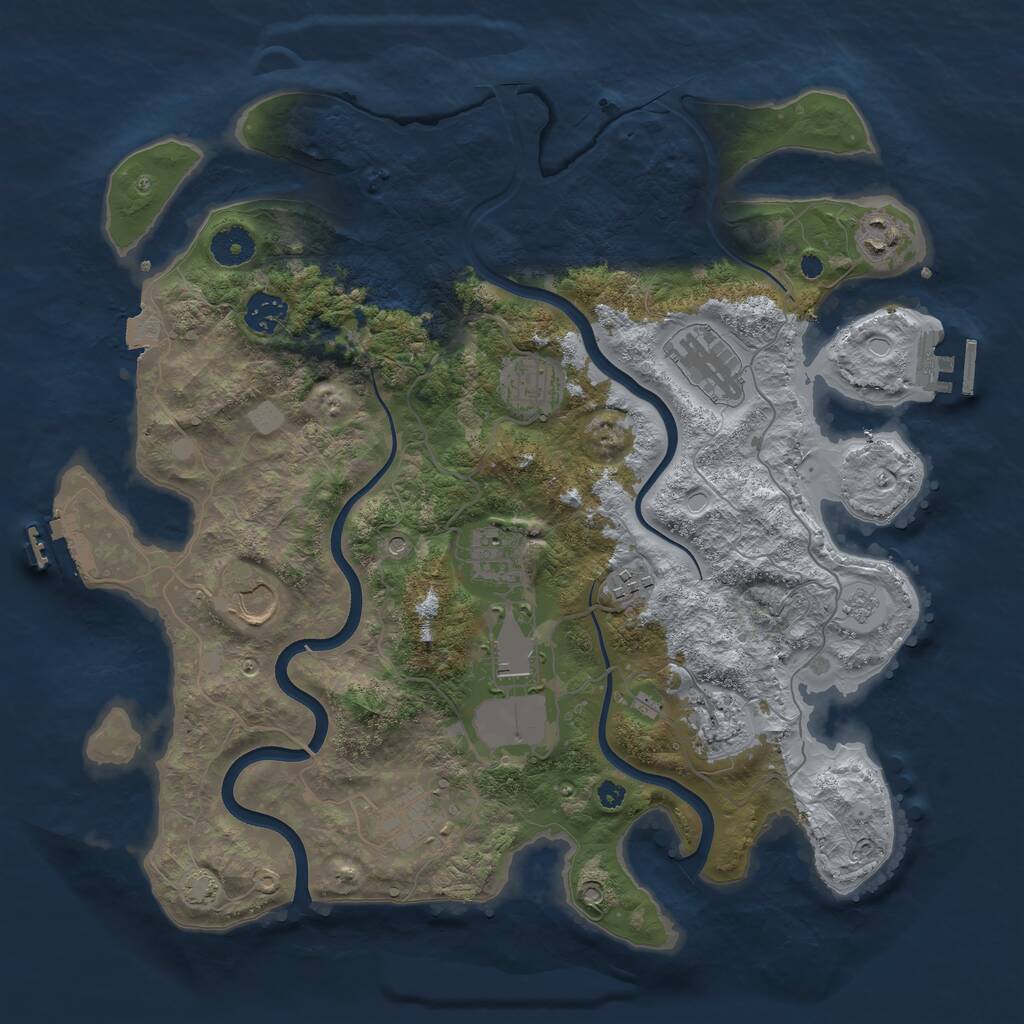 Rust Map: Procedural Map, Size: 3750, Seed: 503557, 16 Monuments