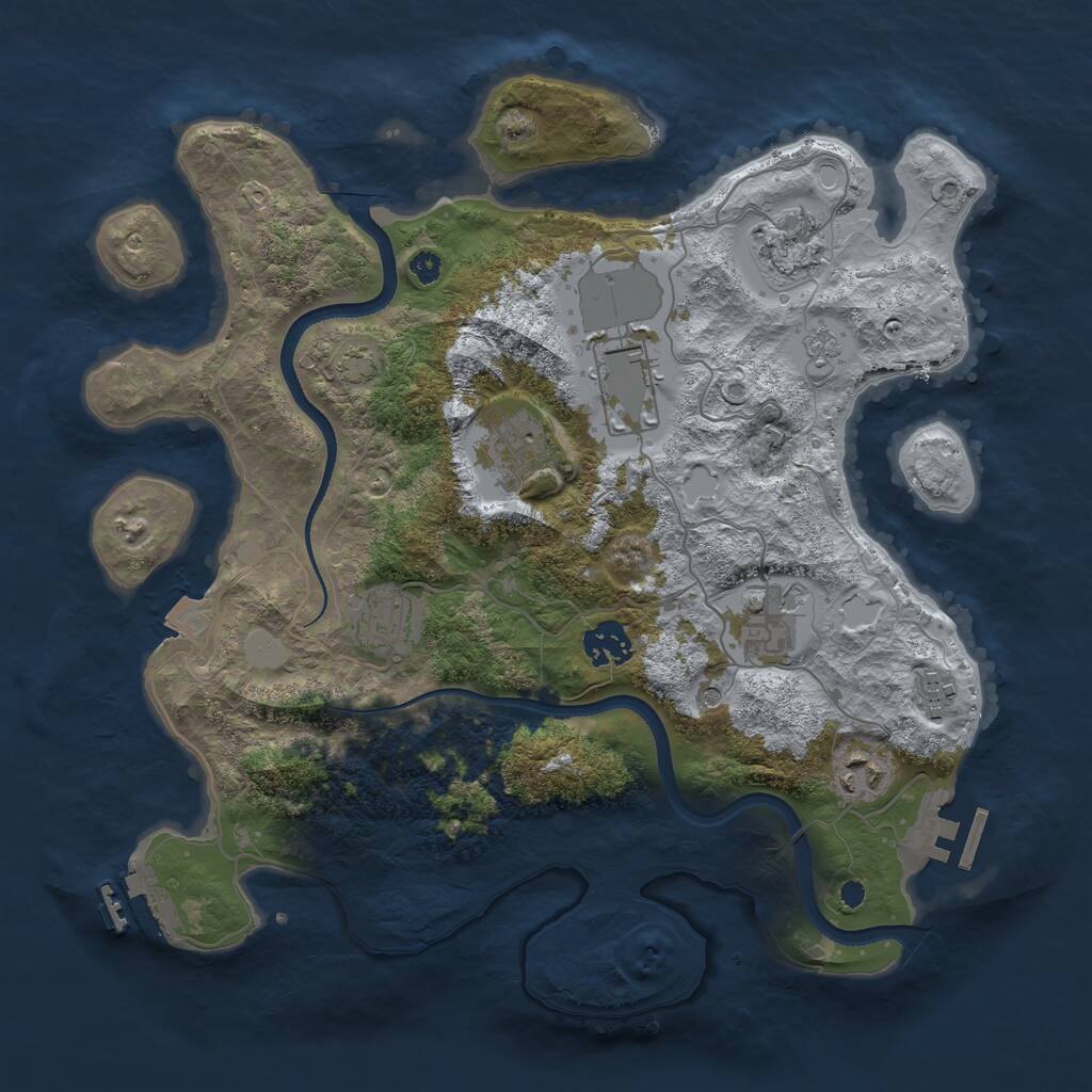 Rust Map: Procedural Map, Size: 3500, Seed: 1958739109, 14 Monuments