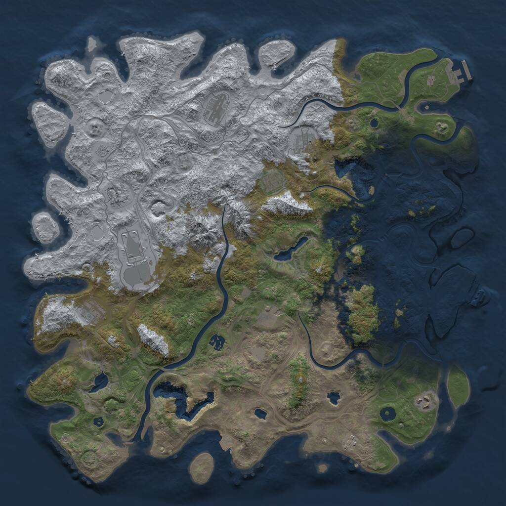 Rust Map: Procedural Map, Size: 5000, Seed: 726551, 16 Monuments