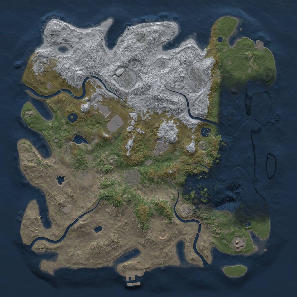 Rust Map: Procedural Map, Size: 4500, Seed: 970565368, 17 Monuments