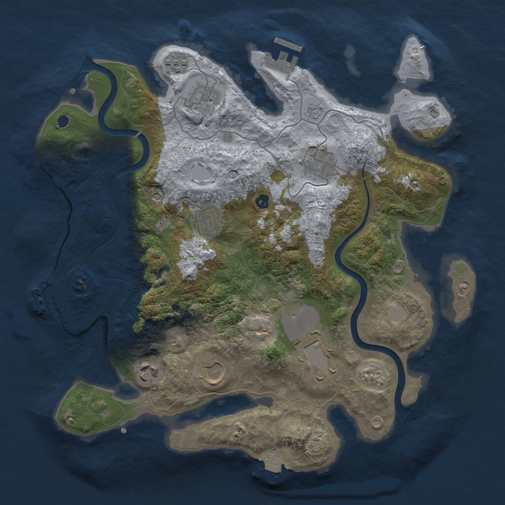 Rust Map: Procedural Map, Size: 3500, Seed: 593797, 13 Monuments