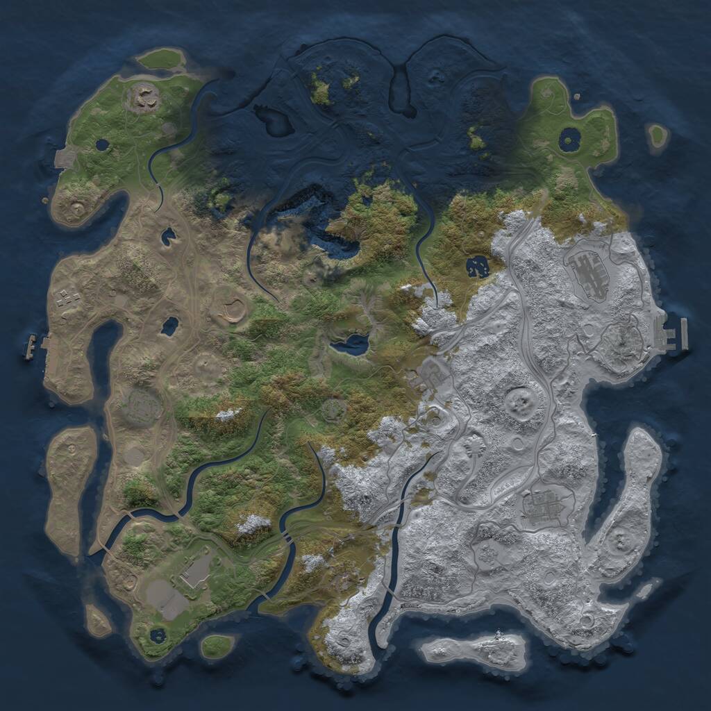 Rust Map: Procedural Map, Size: 4500, Seed: 193607, 16 Monuments