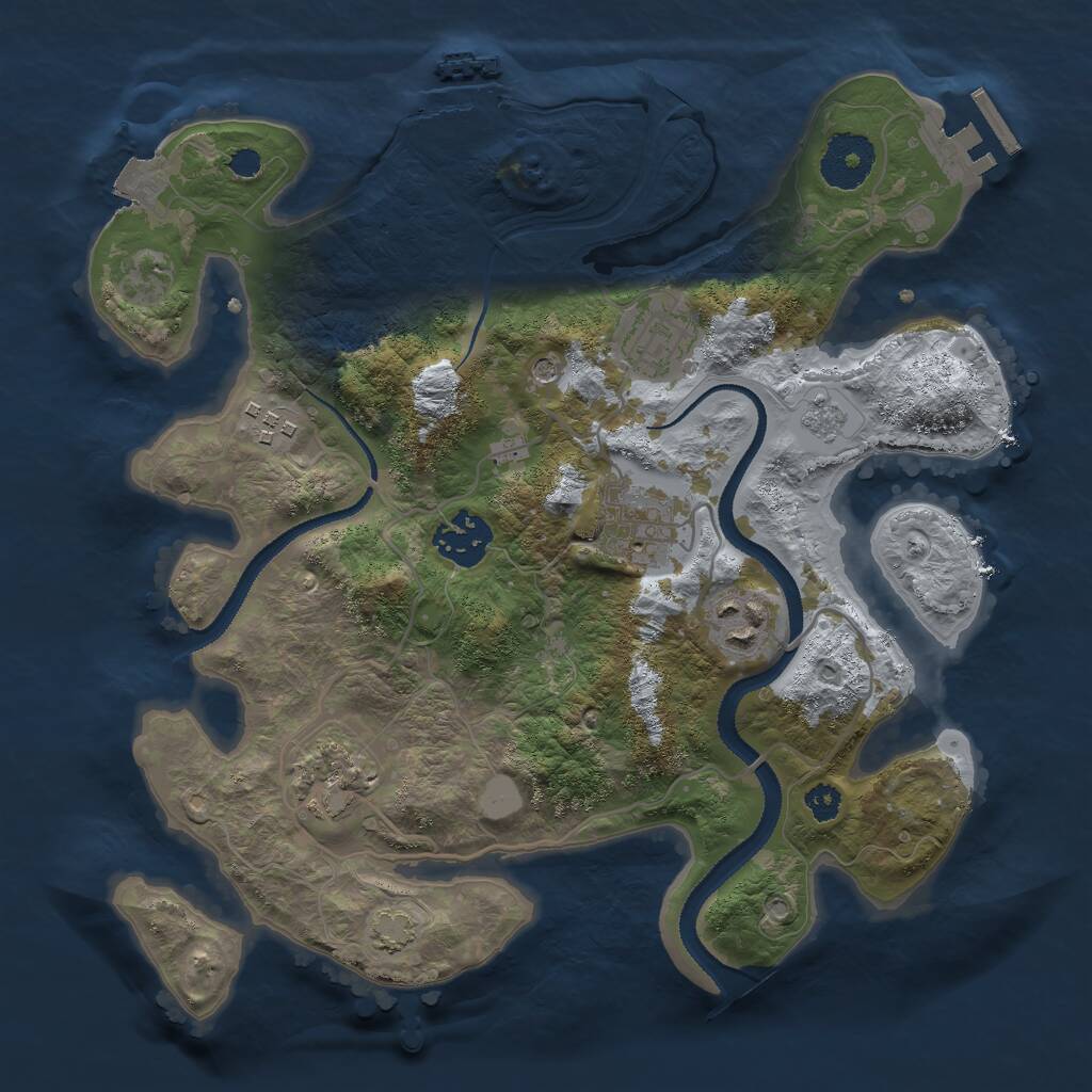 Rust Map: Procedural Map, Size: 3000, Seed: 2049957039, 12 Monuments