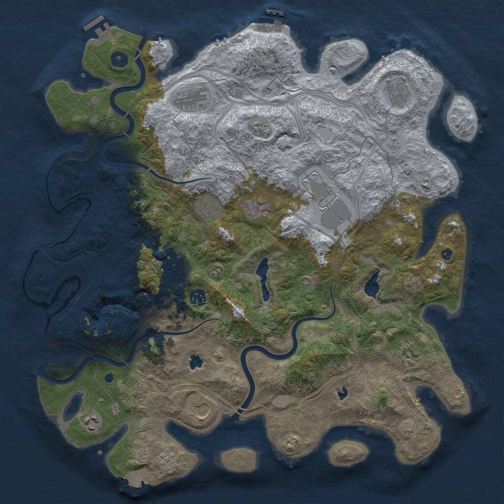 Rust Map: Procedural Map, Size: 4500, Seed: 1895175537, 17 Monuments