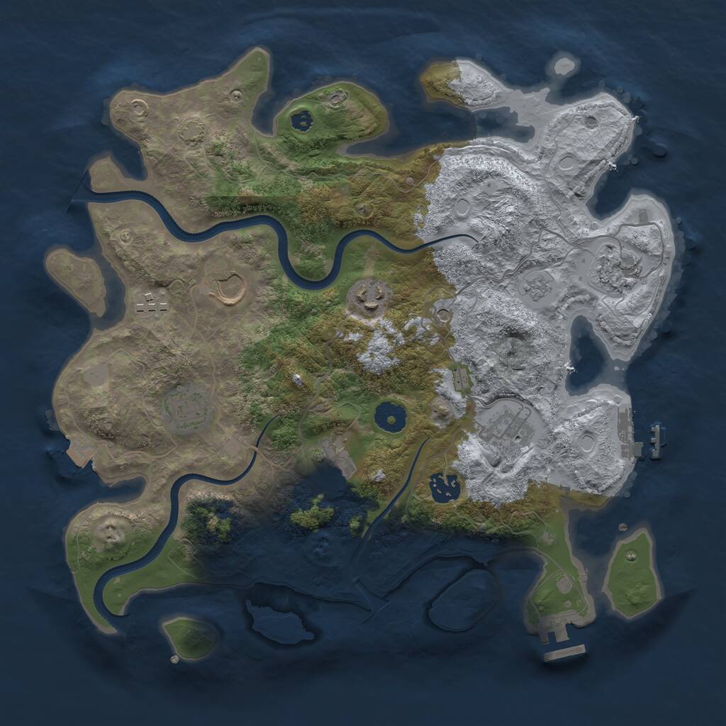 Rust Map: Procedural Map, Size: 3500, Seed: 1812853053, 14 Monuments
