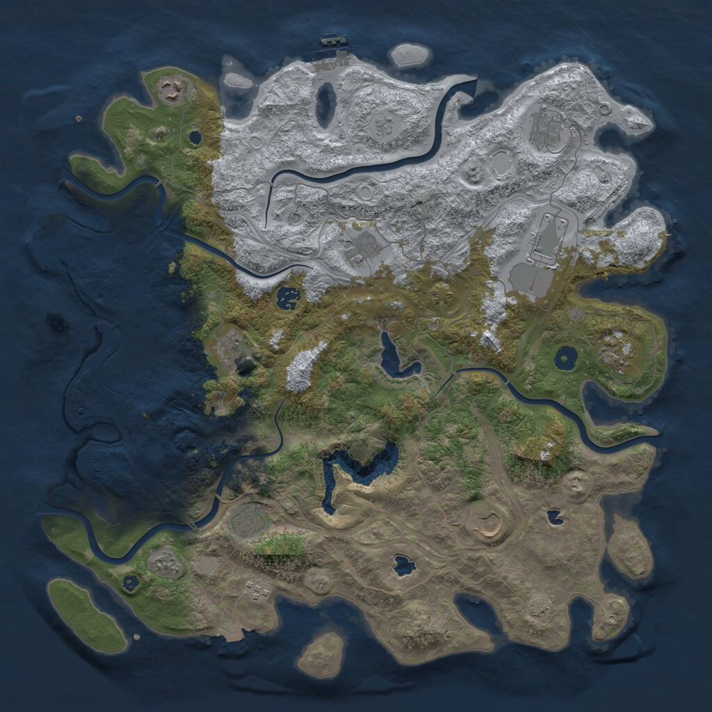 Rust Map: Procedural Map, Size: 4500, Seed: 1783507103, 16 Monuments