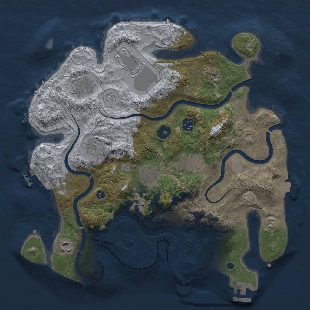 Rust Map: Procedural Map, Size: 3500, Seed: 390687, 15 Monuments
