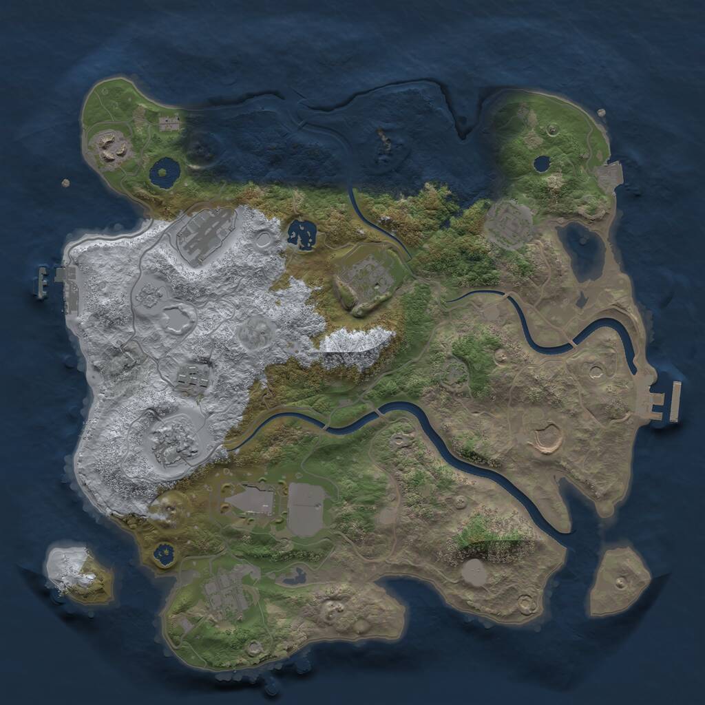 Rust Map: Procedural Map, Size: 3500, Seed: 522023, 16 Monuments