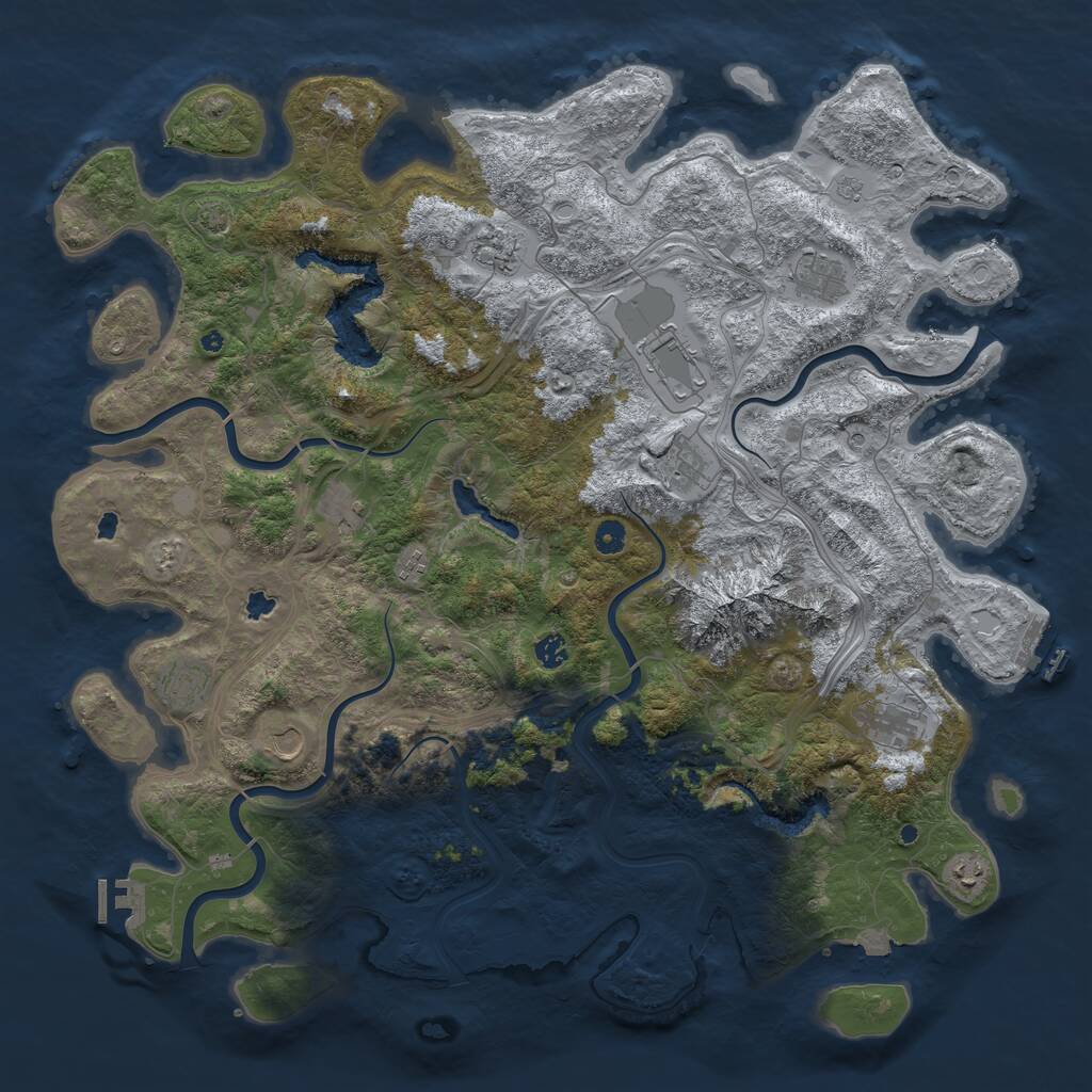 Rust Map: Procedural Map, Size: 5000, Seed: 2066625694, 17 Monuments