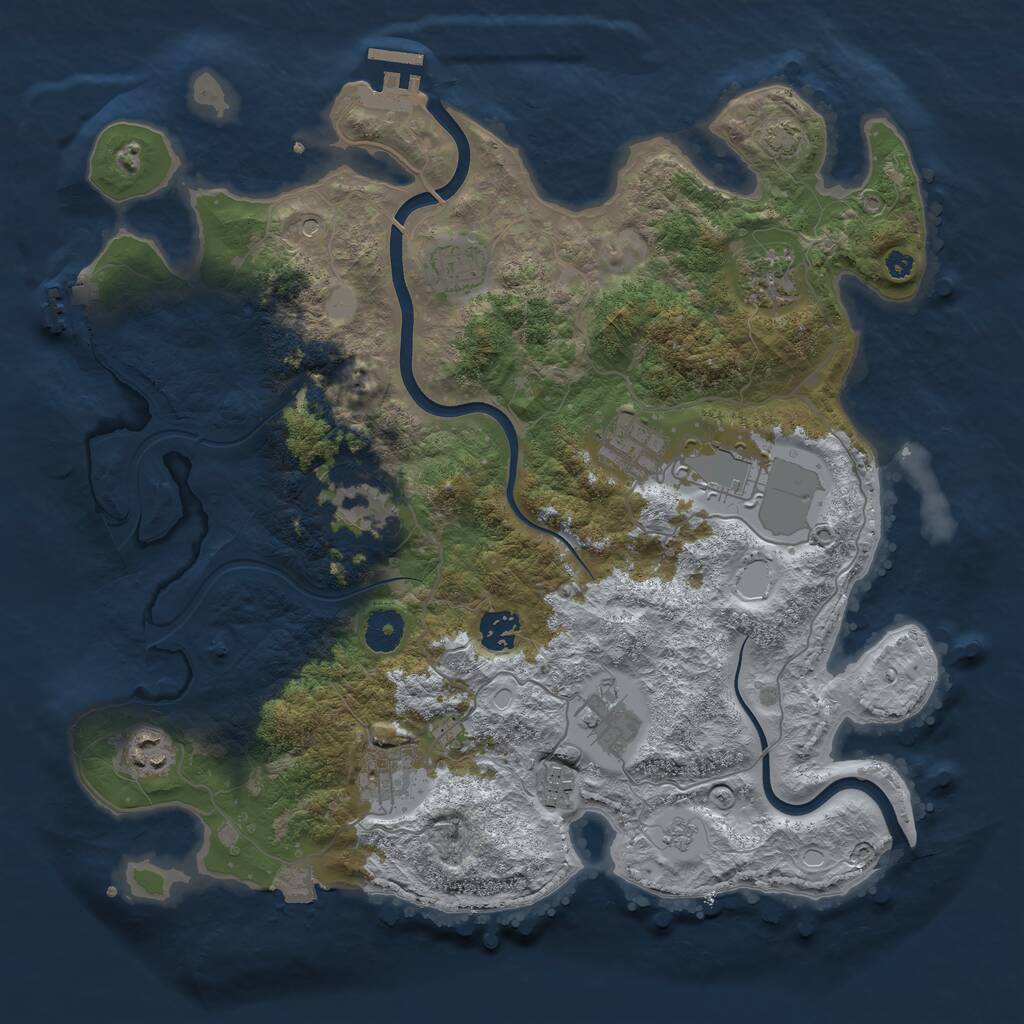Rust Map: Procedural Map, Size: 3750, Seed: 1989903091, 16 Monuments