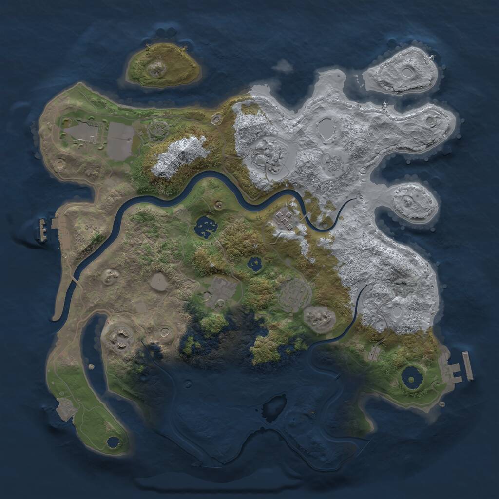 Rust Map: Procedural Map, Size: 3500, Seed: 924724, 13 Monuments