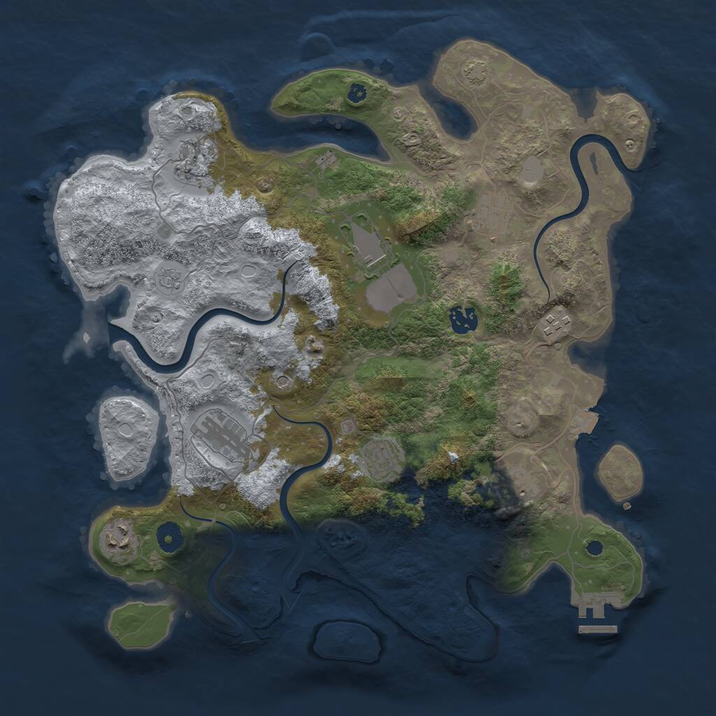 Rust Map: Procedural Map, Size: 3750, Seed: 1203283827, 14 Monuments