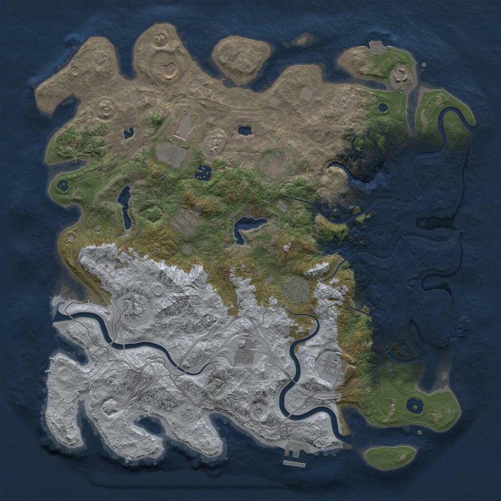 Rust Map: Procedural Map, Size: 4500, Seed: 1725357047, 17 Monuments