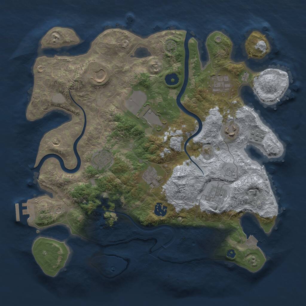 Rust Map: Procedural Map, Size: 3500, Seed: 441356073, 14 Monuments