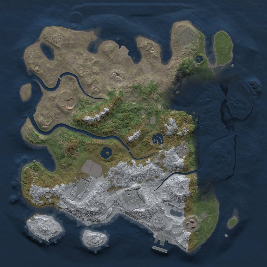 Rust Map: Procedural Map, Size: 3500, Seed: 749497, 14 Monuments