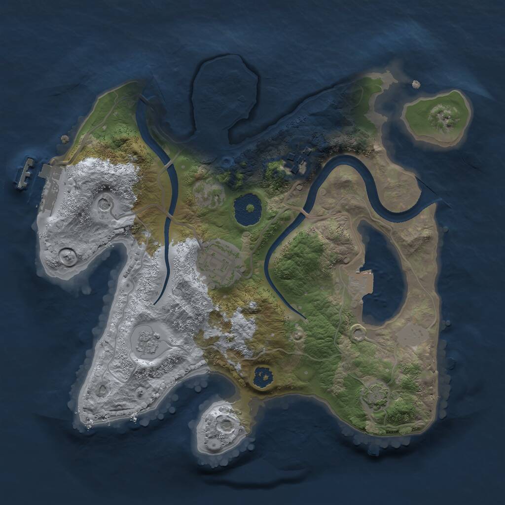 Rust Map: Procedural Map, Size: 2500, Seed: 53361, 7 Monuments