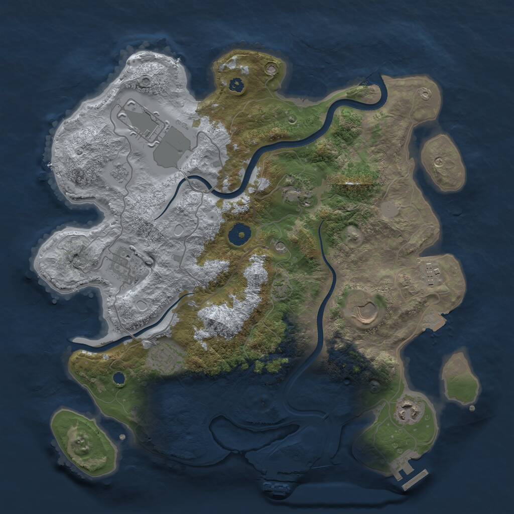 Rust Map: Procedural Map, Size: 3500, Seed: 845971, 13 Monuments