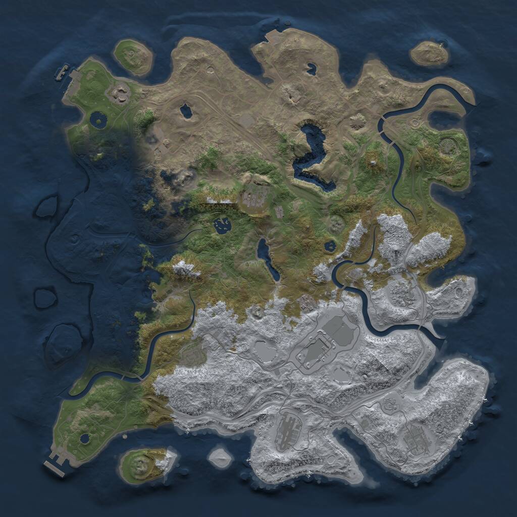 Rust Map: Procedural Map, Size: 4500, Seed: 648553048, 16 Monuments