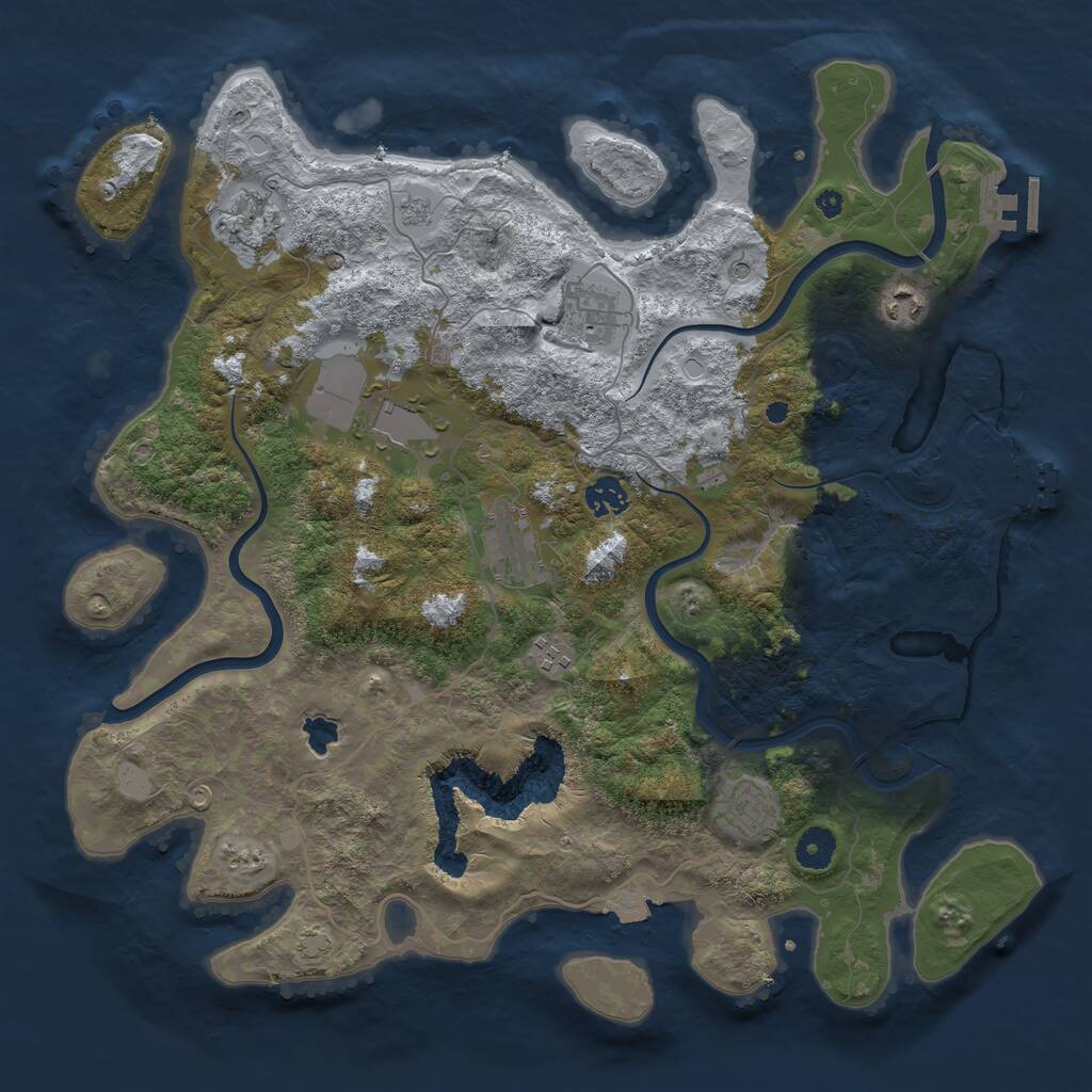 Rust Map: Procedural Map, Size: 4000, Seed: 270021, 14 Monuments