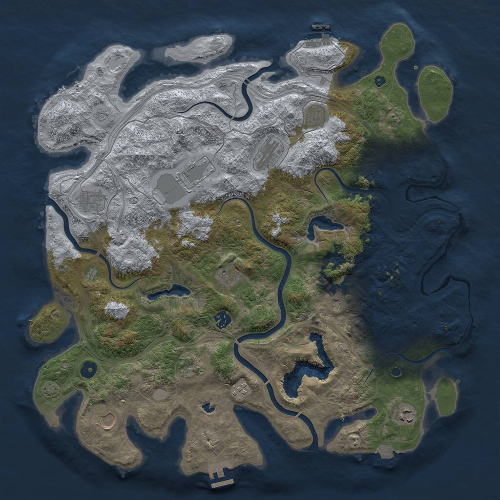 Rust Map: Procedural Map, Size: 4500, Seed: 877709, 17 Monuments