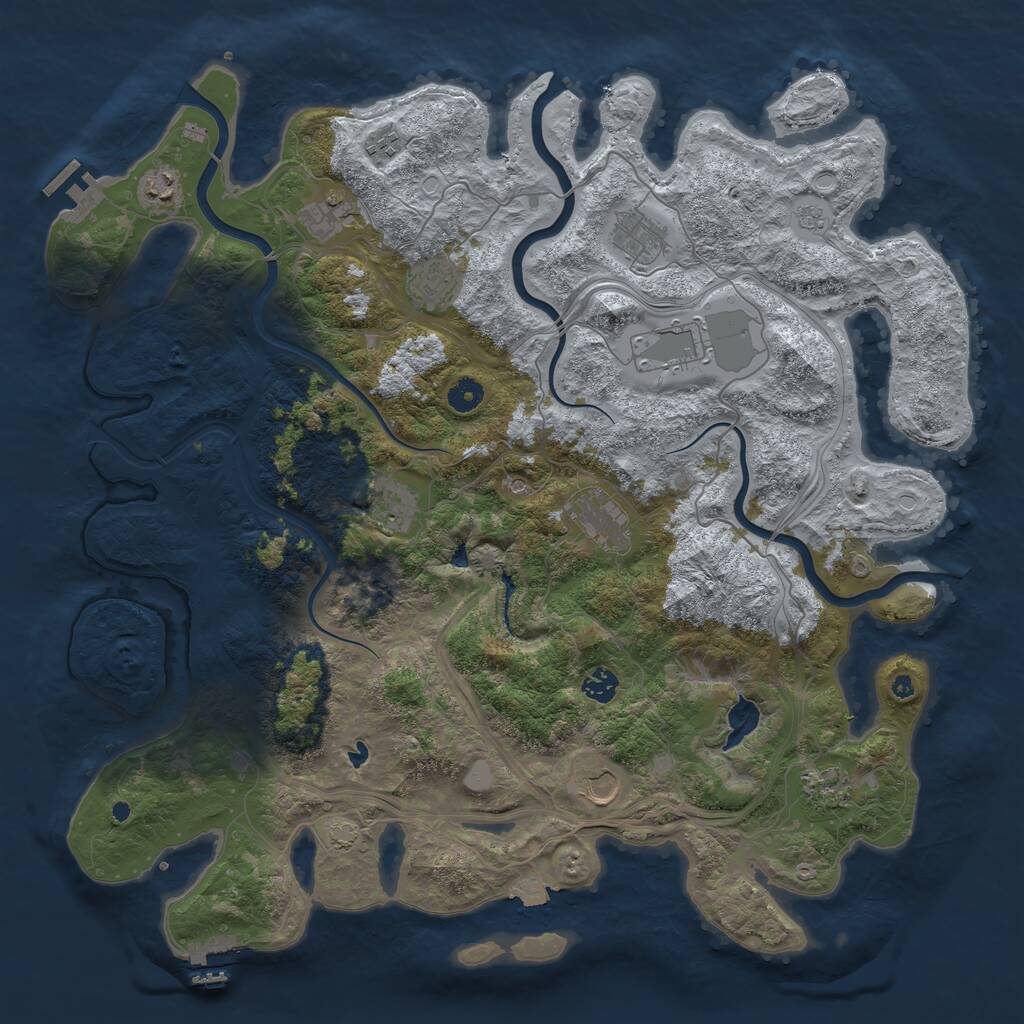 Rust Map: Procedural Map, Size: 4500, Seed: 500486, 17 Monuments