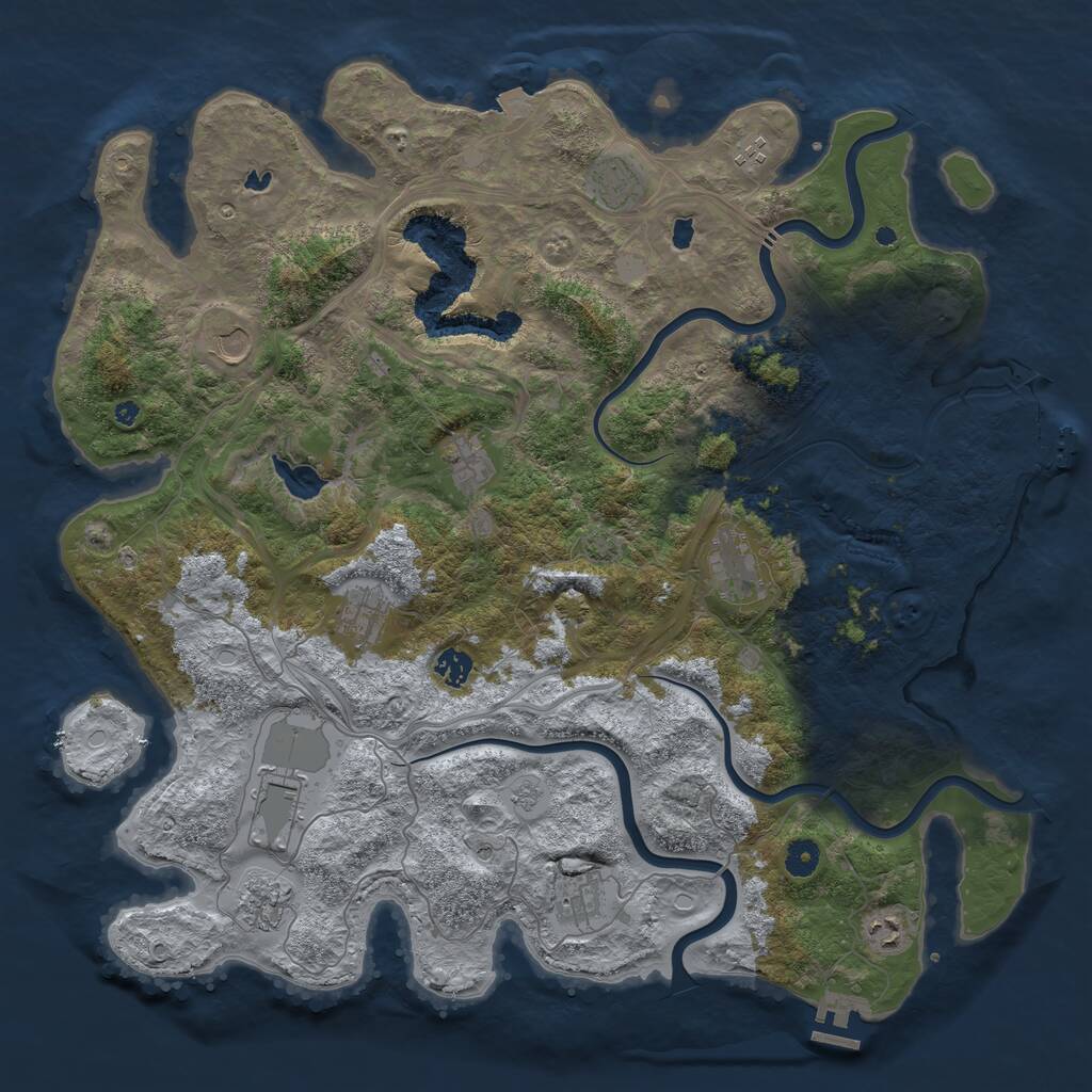 Rust Map: Procedural Map, Size: 4500, Seed: 406054, 17 Monuments