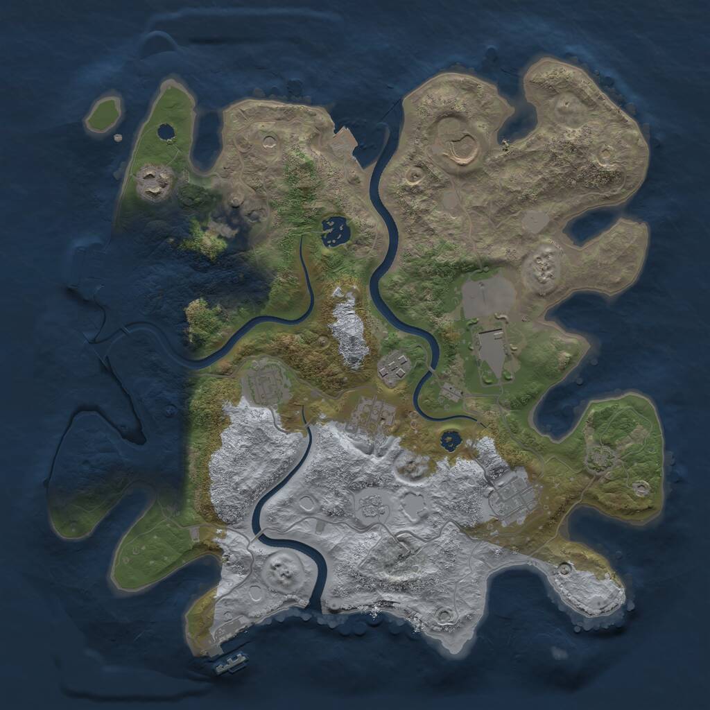 Rust Map: Procedural Map, Size: 3500, Seed: 728669, 15 Monuments