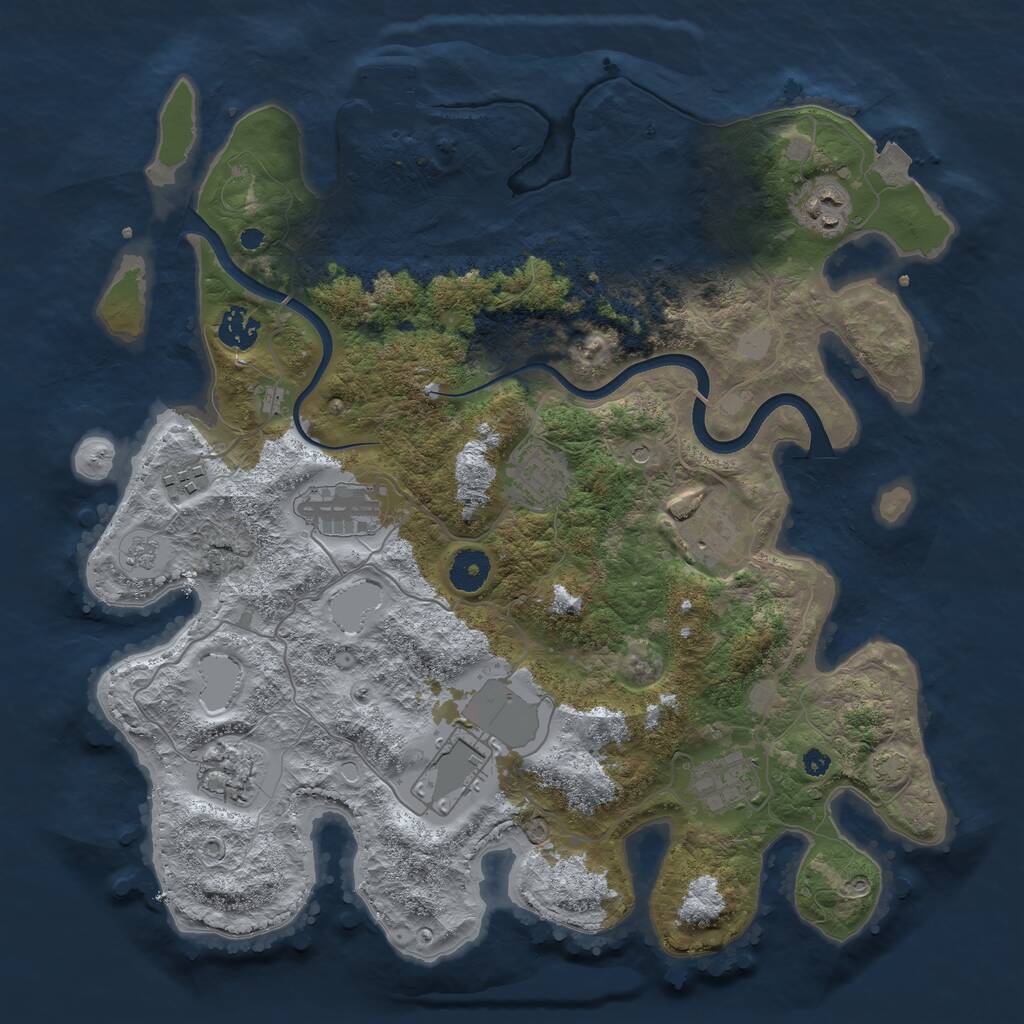 Rust Map: Procedural Map, Size: 3750, Seed: 916817, 14 Monuments