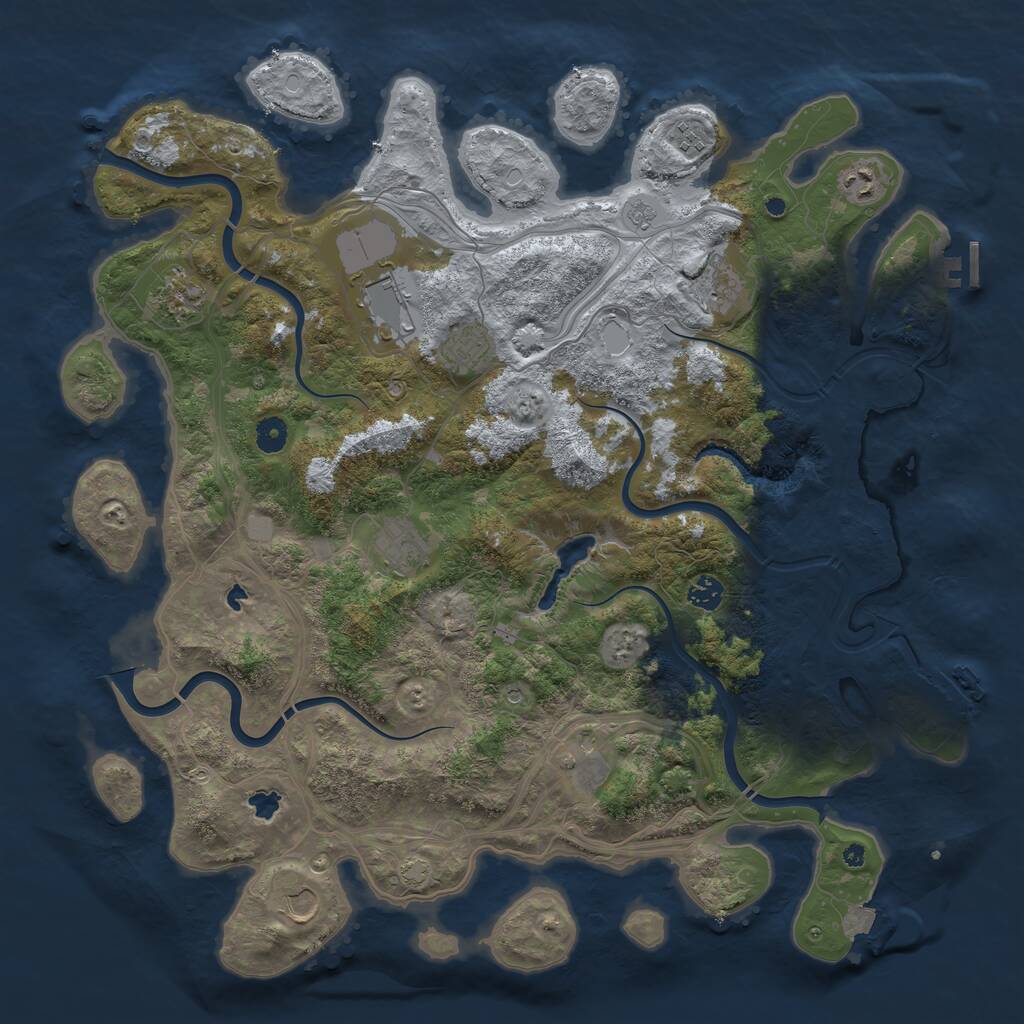 Rust Map: Procedural Map, Size: 4500, Seed: 747219, 16 Monuments