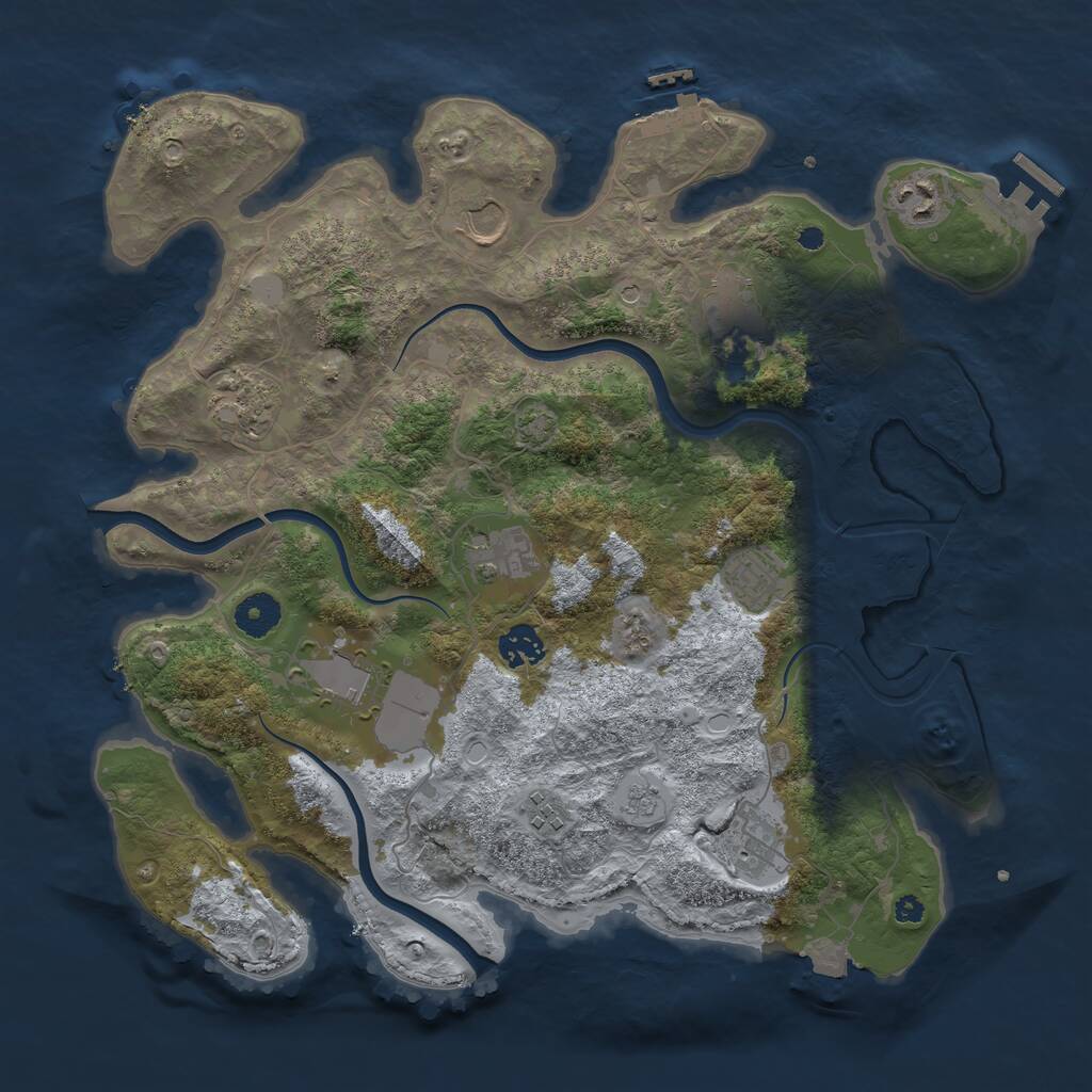 Rust Map: Procedural Map, Size: 3750, Seed: 526121, 16 Monuments