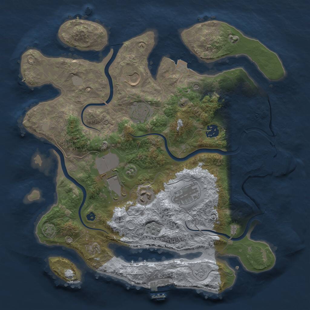 Rust Map: Procedural Map, Size: 3500, Seed: 320769, 13 Monuments