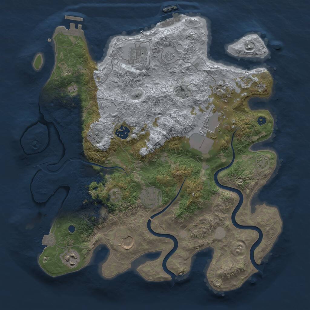 Rust Map: Procedural Map, Size: 3500, Seed: 464275, 14 Monuments