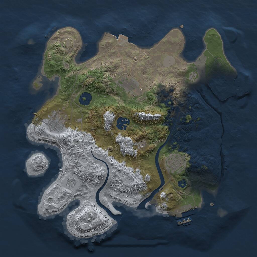 Rust Map: Procedural Map, Size: 3000, Seed: 24971, 10 Monuments