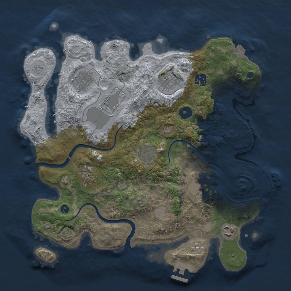 Rust Map: Procedural Map, Size: 3500, Seed: 707274, 15 Monuments