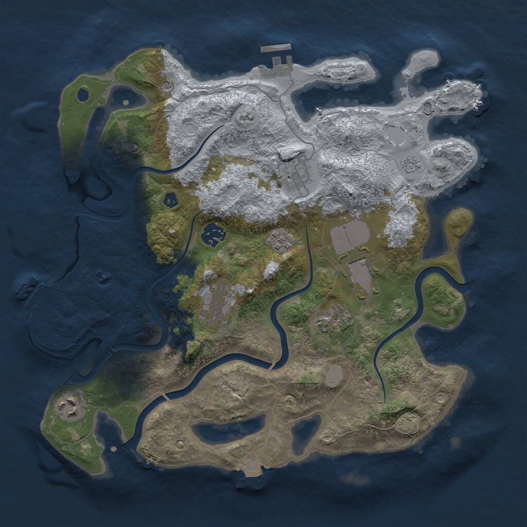Rust Map: Procedural Map, Size: 3500, Seed: 75823, 13 Monuments