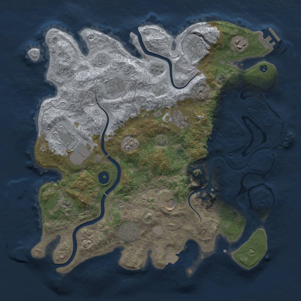 Rust Map: Procedural Map, Size: 3750, Seed: 877050, 15 Monuments