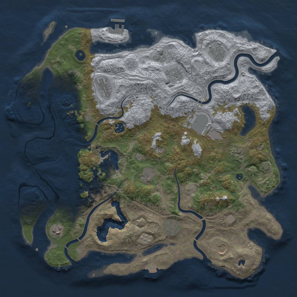 Rust Map: Procedural Map, Size: 4300, Seed: 1472839056, 17 Monuments