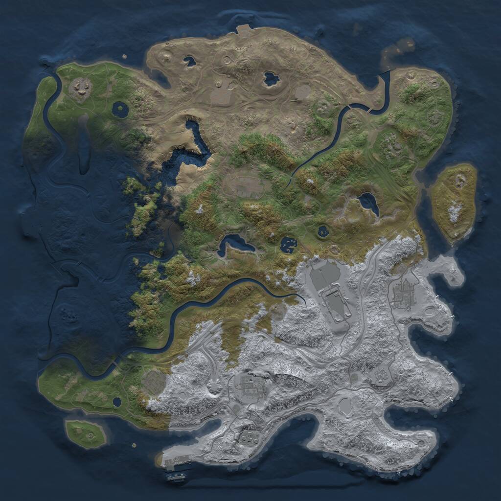 Rust Map: Procedural Map, Size: 4500, Seed: 682824, 16 Monuments