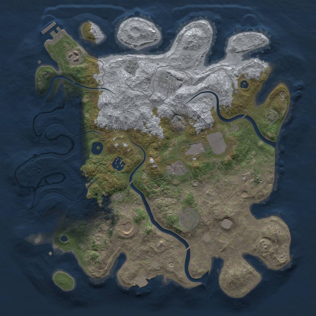Rust Map: Procedural Map, Size: 3750, Seed: 889784, 14 Monuments