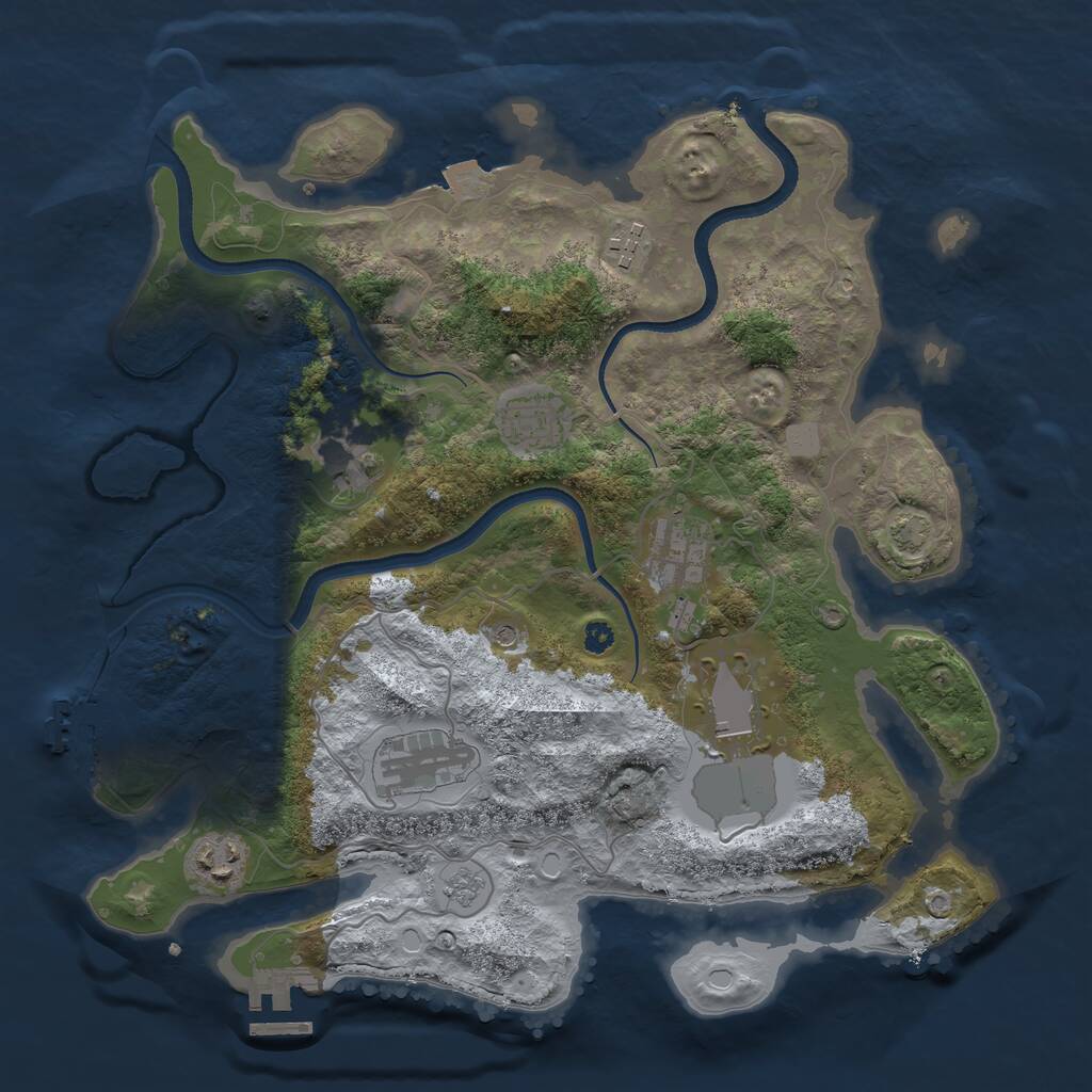 Rust Map: Procedural Map, Size: 3500, Seed: 719539, 13 Monuments