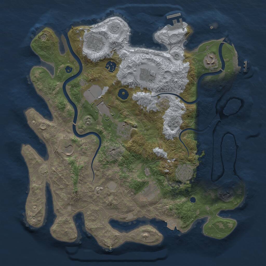 Rust Map: Procedural Map, Size: 3750, Seed: 626383, 16 Monuments