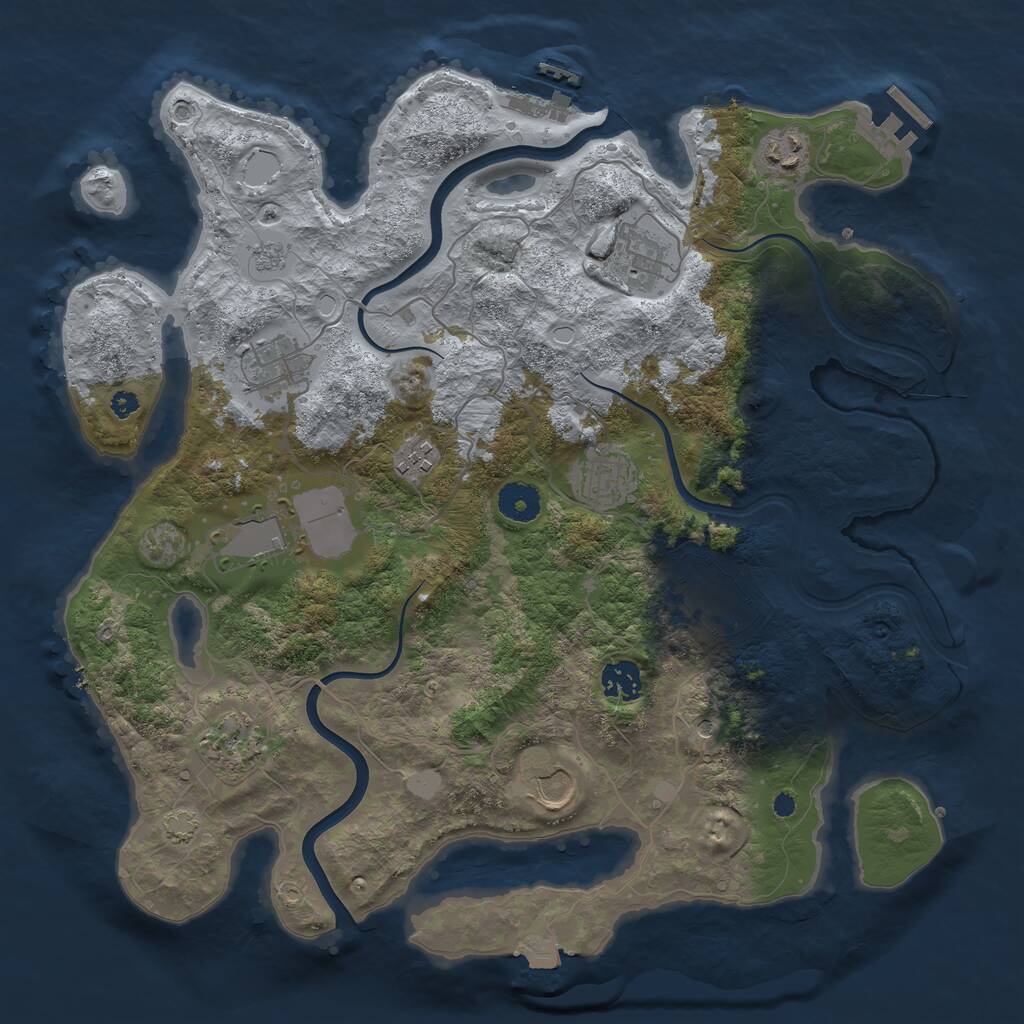 Rust Map: Procedural Map, Size: 3750, Seed: 1118007665, 16 Monuments