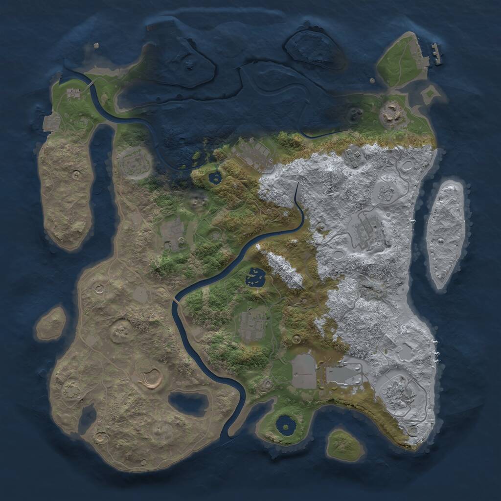 Rust Map: Procedural Map, Size: 3750, Seed: 391615, 17 Monuments