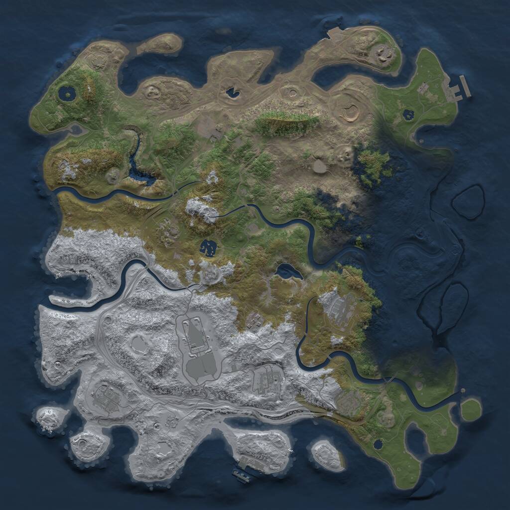 Rust Map: Procedural Map, Size: 4500, Seed: 623043, 17 Monuments